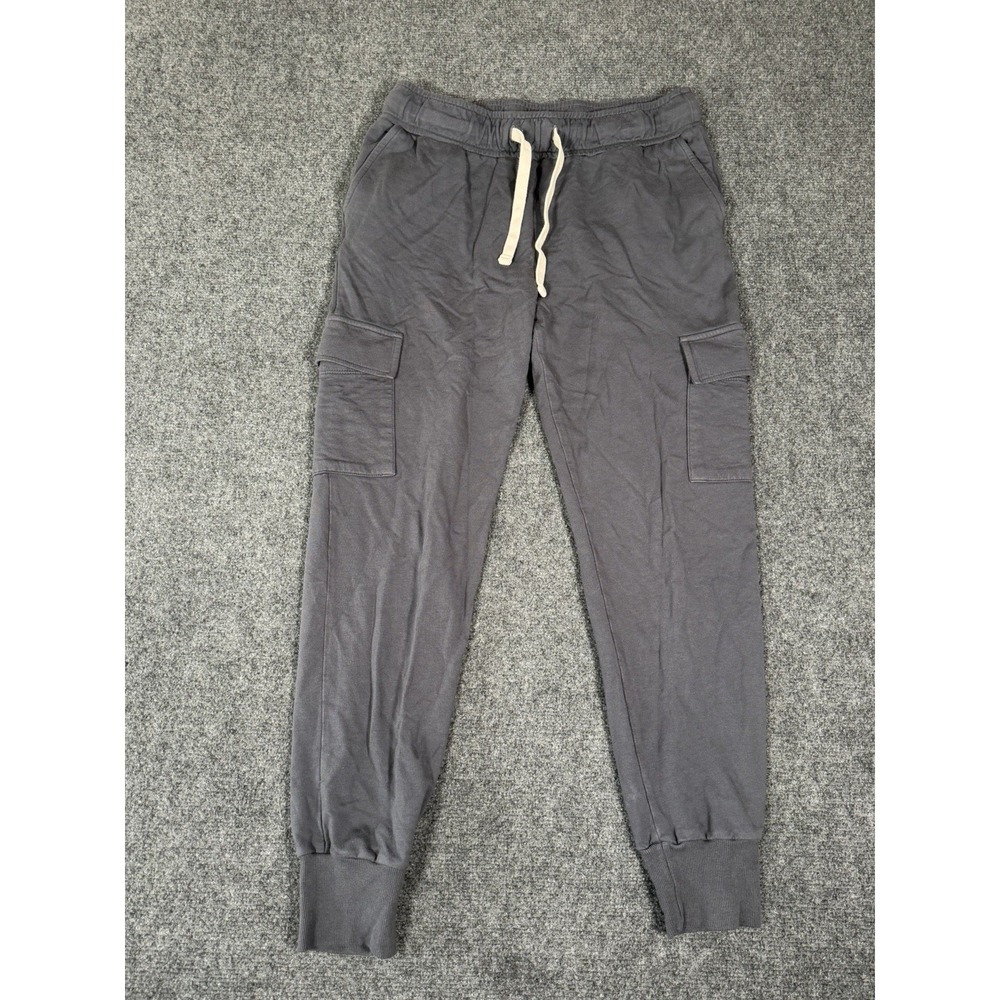 Monrow Womes Small Cargo Jogger Sweatpants‎ Gray Blue Pull On Drawstring